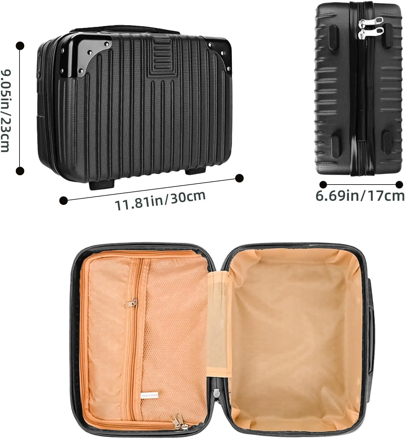 14inch Hard Shell Cosmetic Organizer Travel Train Hand Luggage Small Portable Carrying Suitcase Makeup Case Bag for Women Toiletry