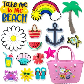 15pcs Summer Charms for Bogg Bag, Accessories for PVC Rubber Totes Inserts, Charms for Handbag, Beach Tote