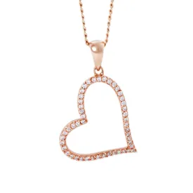 18ct Rose Gold Diamond Open Heart Pendant
