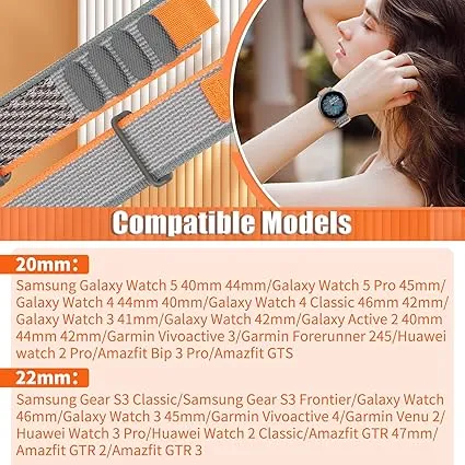 2 Pcs 20mm 22mm Nylon Quick Release Smart Watch Strap