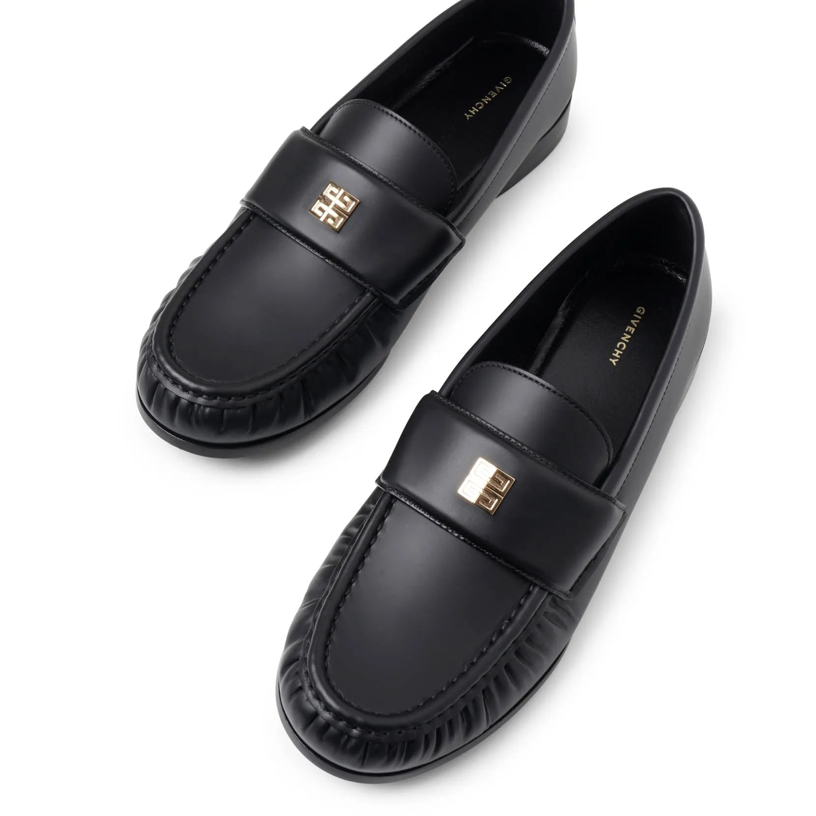4G black leather loafers
