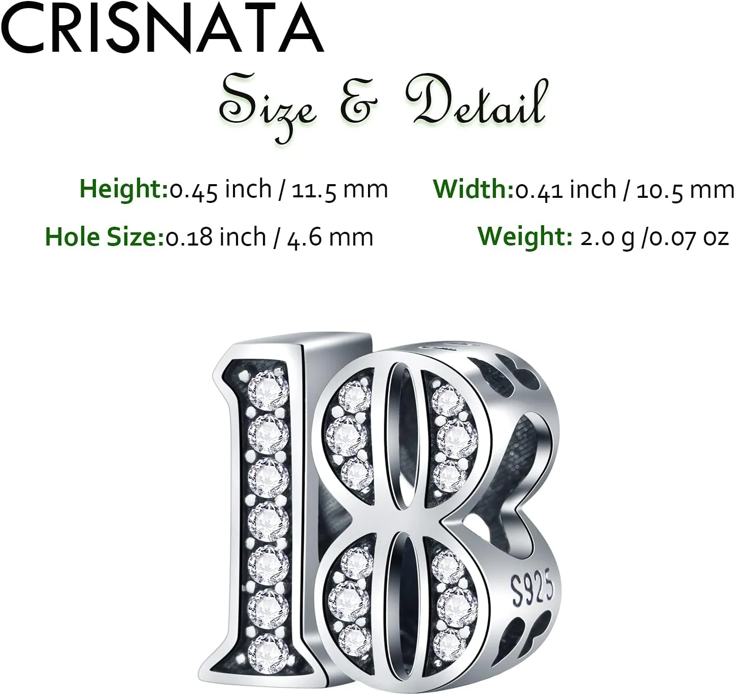5,10 to 50 52 55 56 60 65 70 75 80 Birthday Charms fits European Anniversary Bracelets, 925 Sterling Silver Number Charms with Clear CZ Stones, Gifts for Family/Lover/Friends