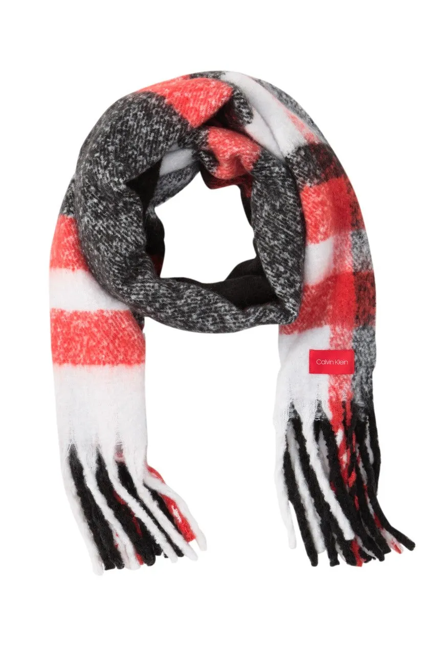 Amazing Calvin Klein Chunky - Plaid Scarf, Over-Sized One Size, Black/Red/White! Retails $80 