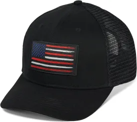 American Flag Hat, Baseball Cap for Men Women, Adjustable Snapback Hats USA Flag Trucker Hat Black