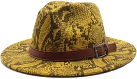 and Winter Woolen Jazz Hat British Style Snake Pattern Casual Top Hat Felt Hat Women's Hat Fengyan Cowboy Hats (Color : Rose Red, Size : 56-58cm)