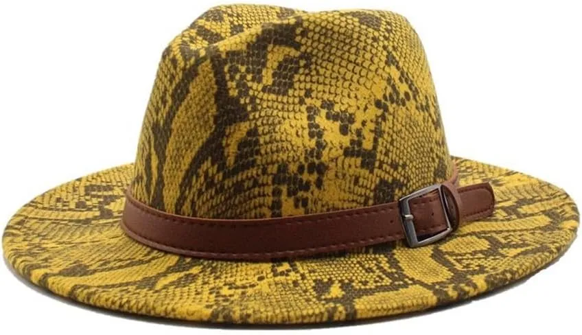 and Winter Woolen Jazz Hat British Style Snake Pattern Casual Top Hat Felt Hat Women's Hat Fengyan Cowboy Hats (Color : Rose Red, Size : 56-58cm)