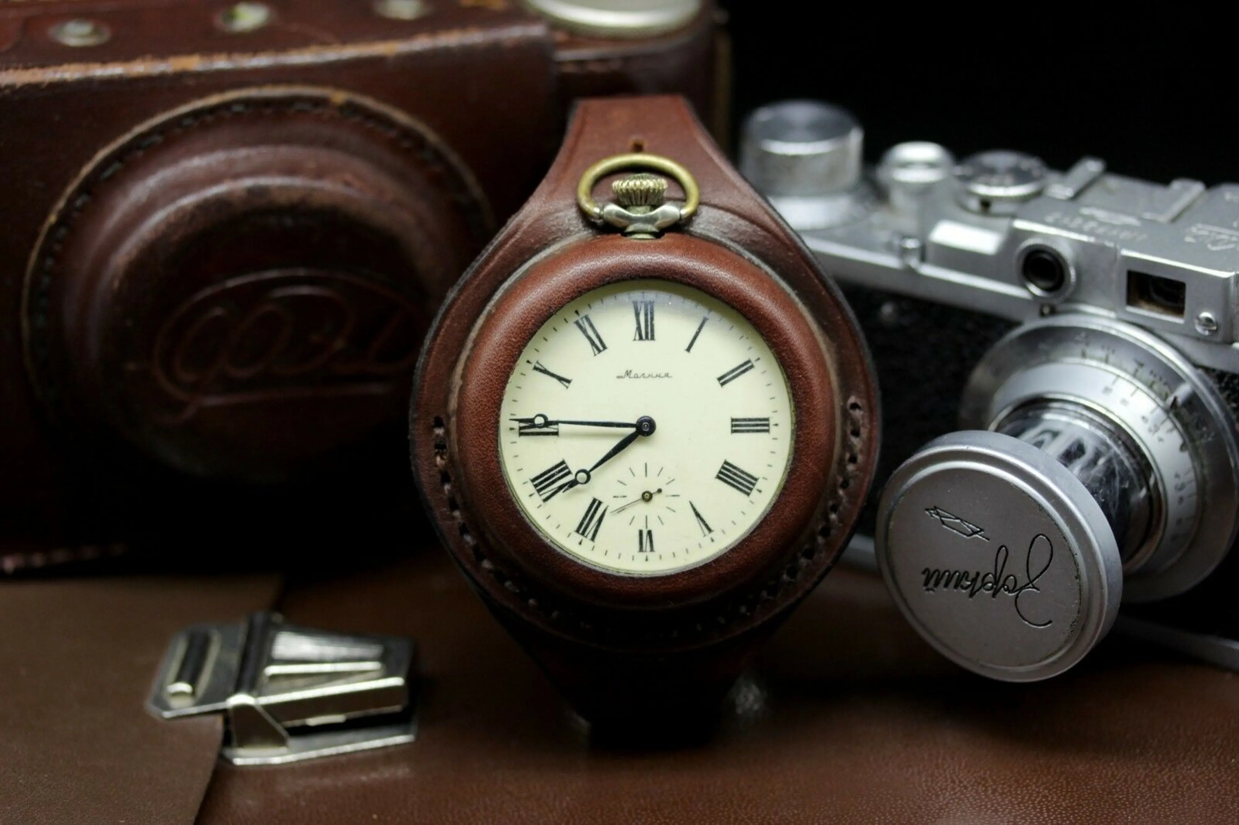 Antique WWI times New Leather STRAP (WRISTBAND) For Pocket Watch 50mm