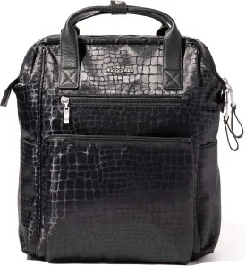 Baggallini Soho Backpack - Travel Laptop Backpack for Women - Lightweight Water-Resistant Luggage Bag, Black Croc Jacquard
