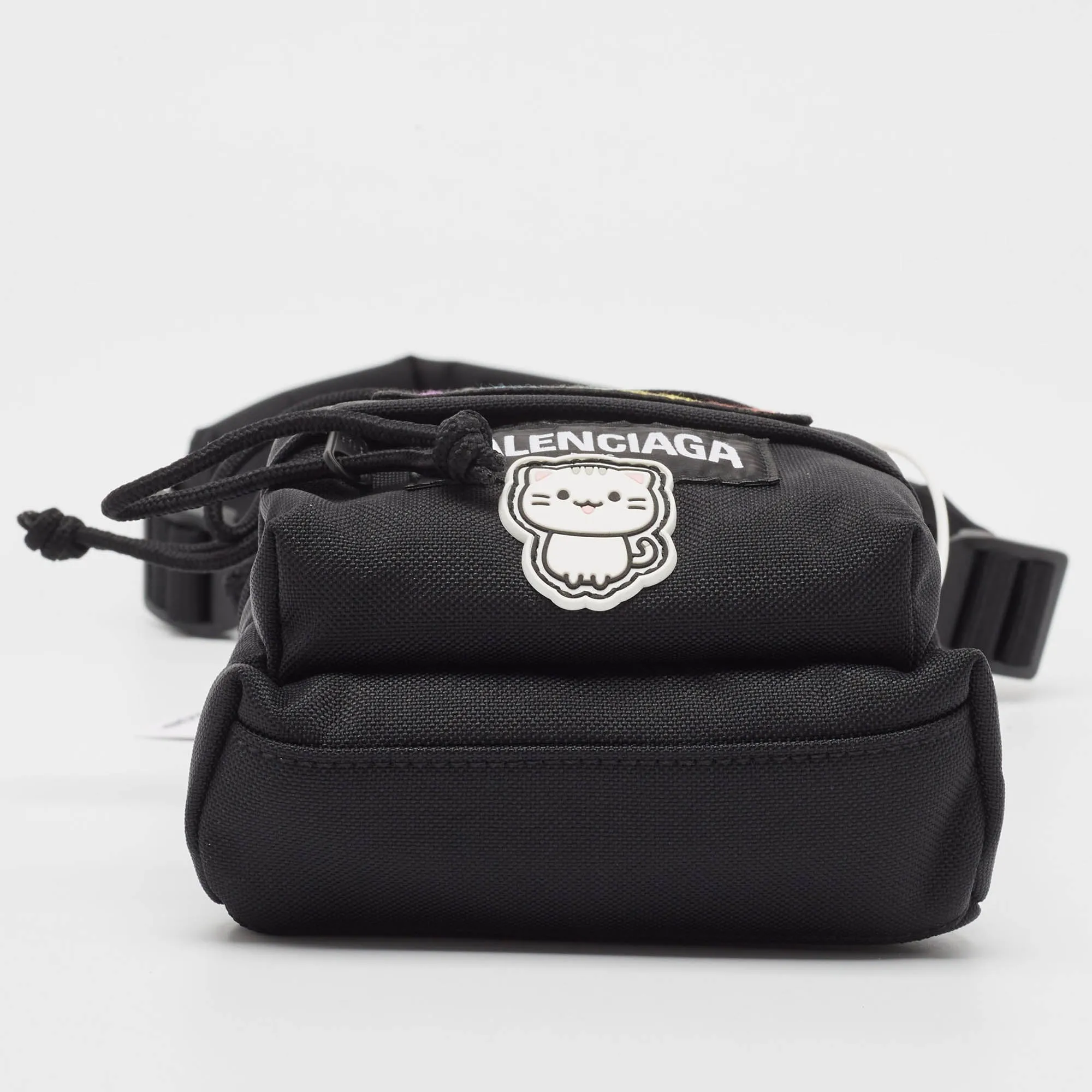 BALENCIAGA Black Nylon Mini Gamer Patch Backpack Crossbody Bag