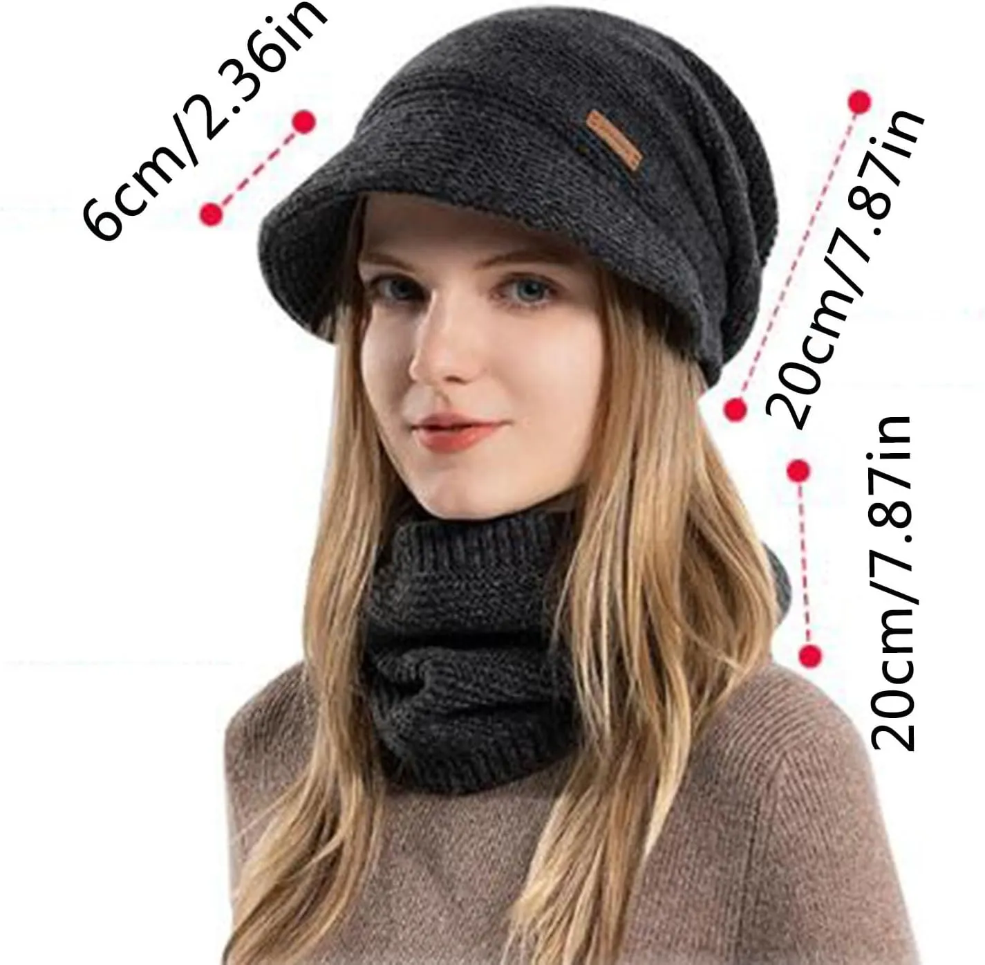 Beanie for Men Women Winter Cable Sherpa Fleece Lined Ribbed Beanie Outdoor Fleece Beanie Plain Knit Beanies