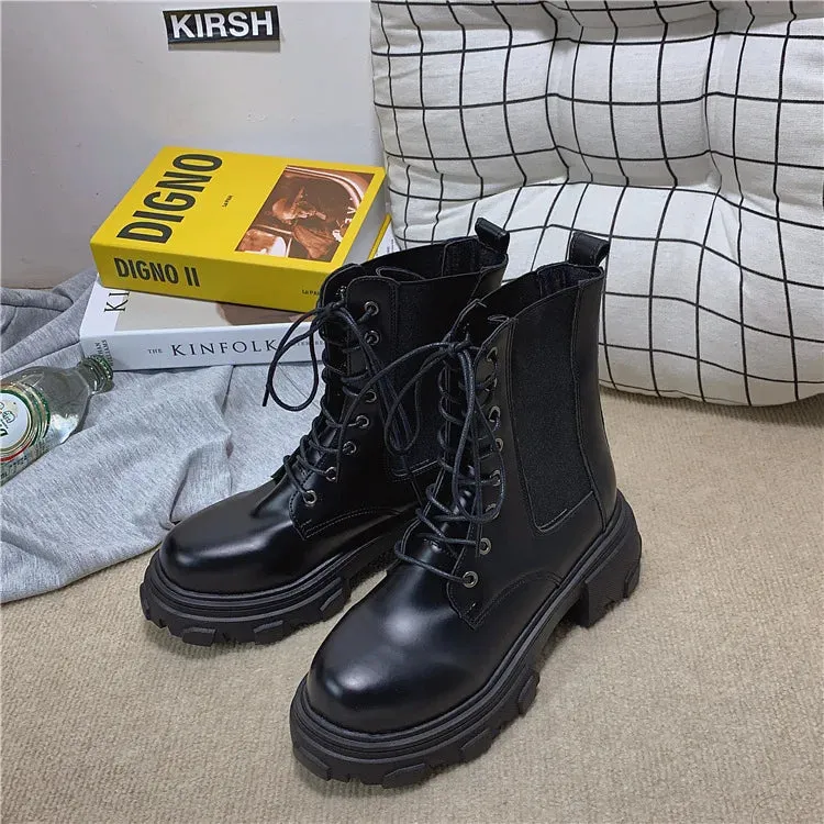 Biker Bash Lace Up Ankle Boots