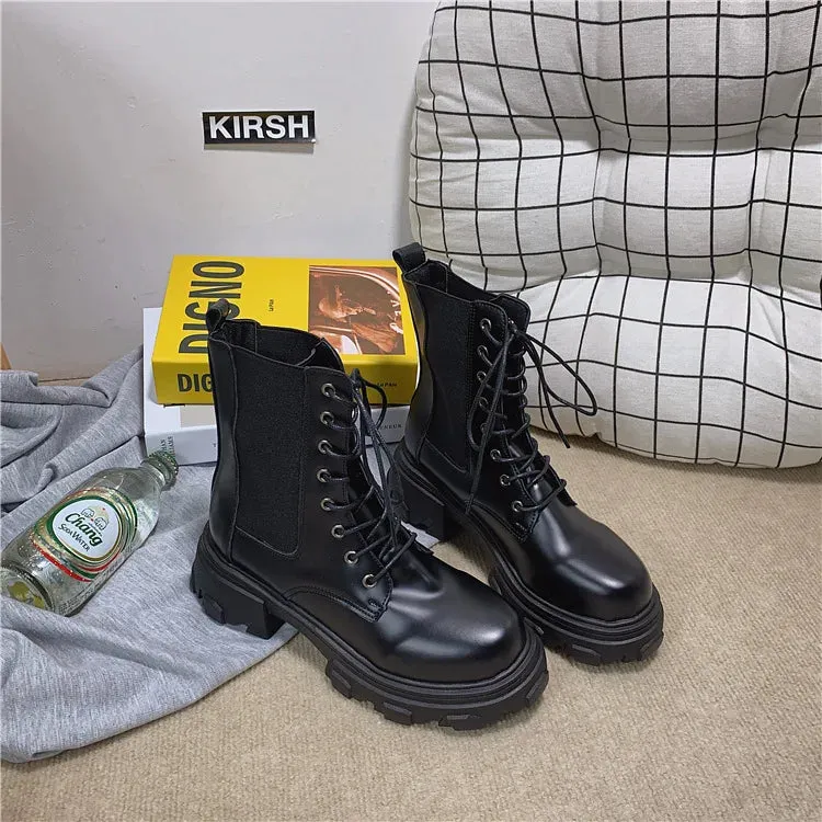 Biker Bash Lace Up Ankle Boots