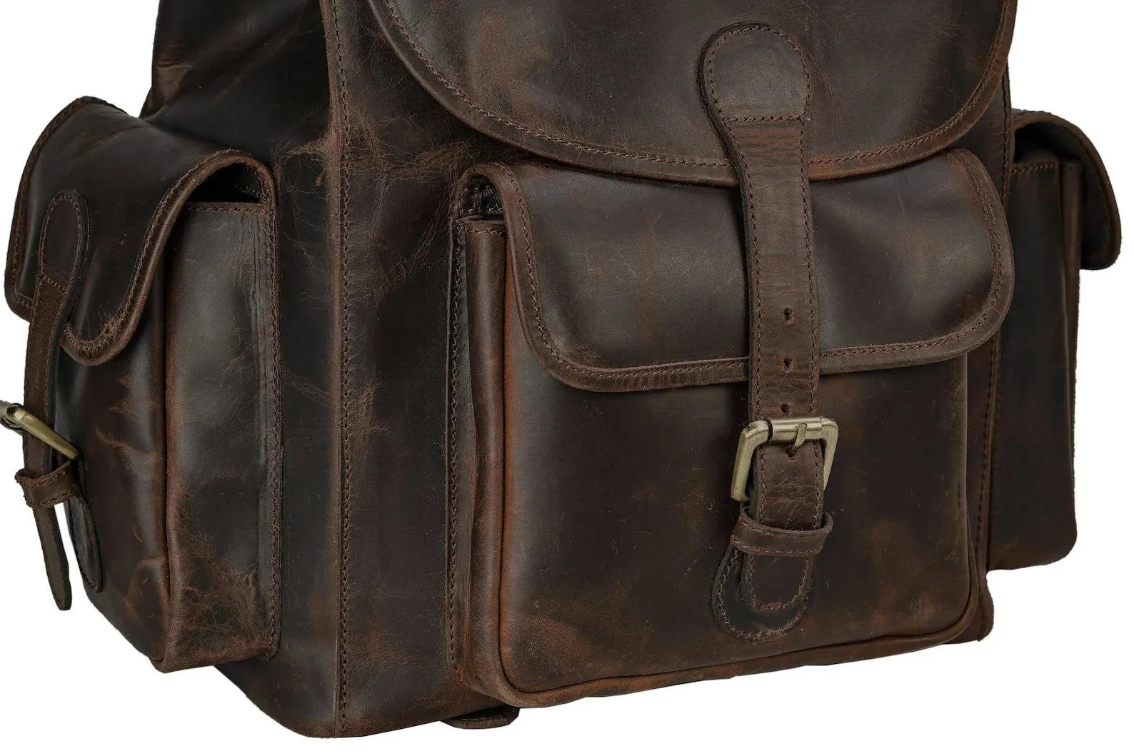 Black And Brown Leather Backpack