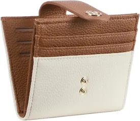 BOSTANTEN Slim Wallet for Women Small RFID Blocking Credit Card Holder Leather Bifold Wallets with Zipper Coin Pocket BeigeBrown