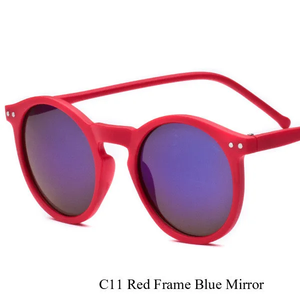 Brand Designer Ellipse Shape Multiple Color Reflective Sunglasses Women Vintage Keyhole Mirror Glasses