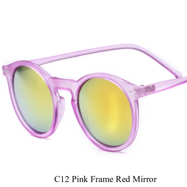 Brand Designer Ellipse Shape Multiple Color Reflective Sunglasses Women Vintage Keyhole Mirror Glasses