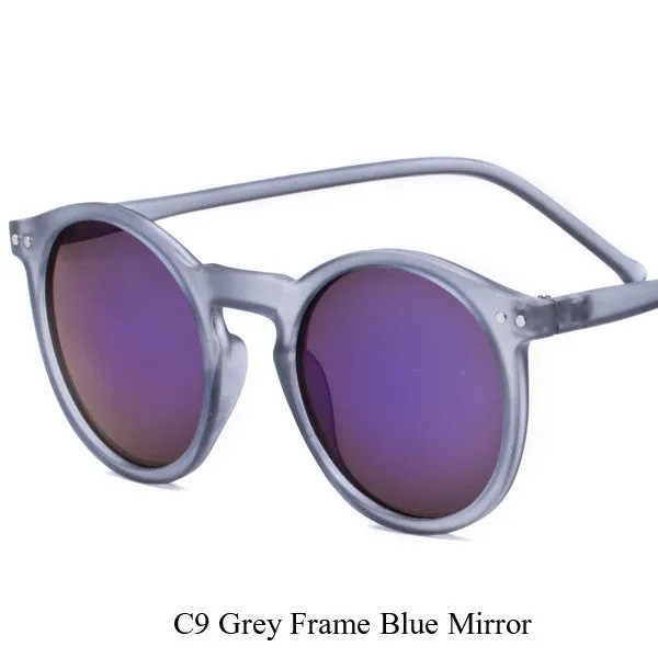 Brand Designer Ellipse Shape Multiple Color Reflective Sunglasses Women Vintage Keyhole Mirror Glasses