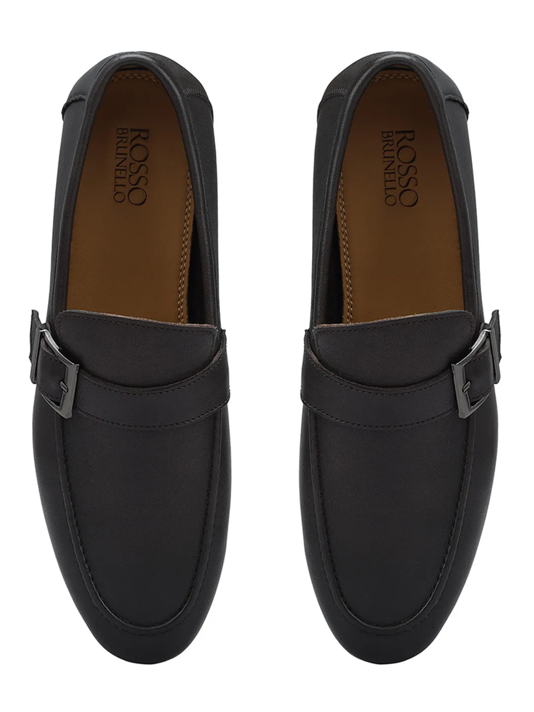 Brown Leather Loafers With Buckle