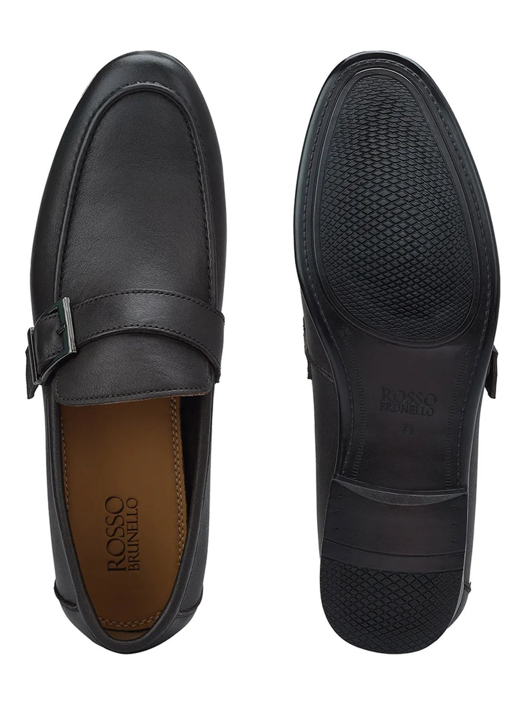 Brown Leather Loafers With Buckle