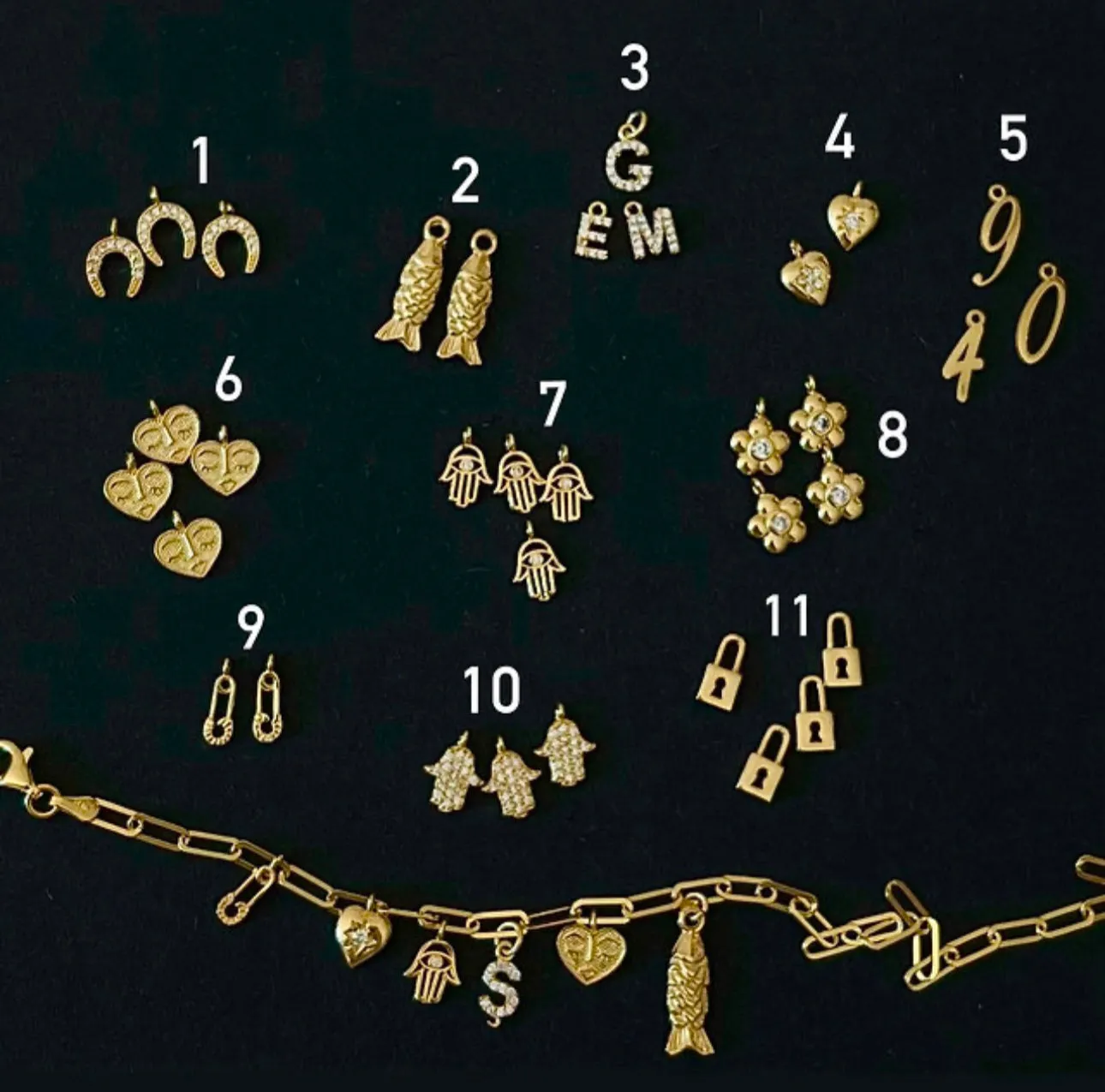 Build Your Own Custom Charm Bracelet - Personalize with 11 Unique Charms on Paperclip Chain