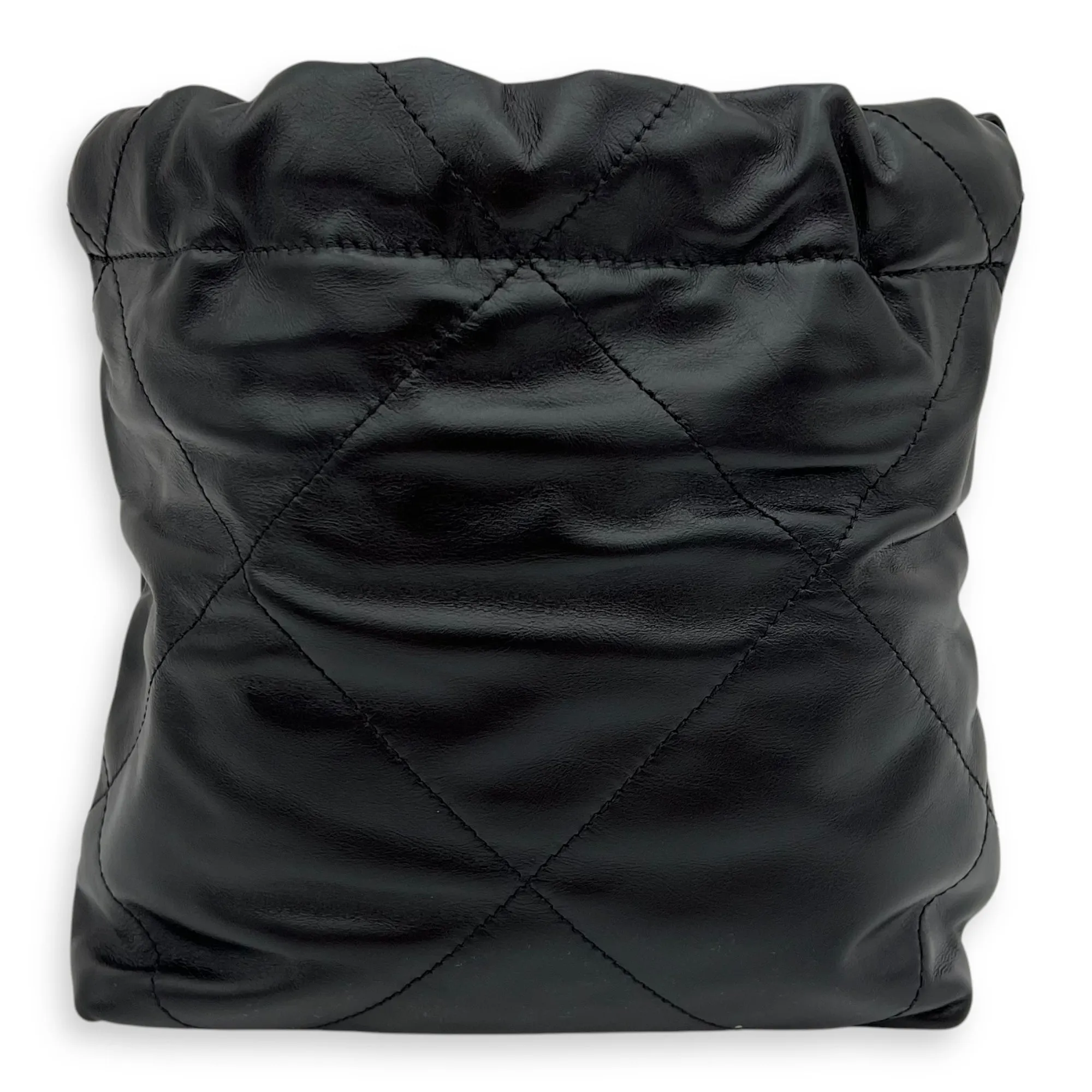 C22 Mini Black Crossbody Bag in Calfskin, Gold hardware