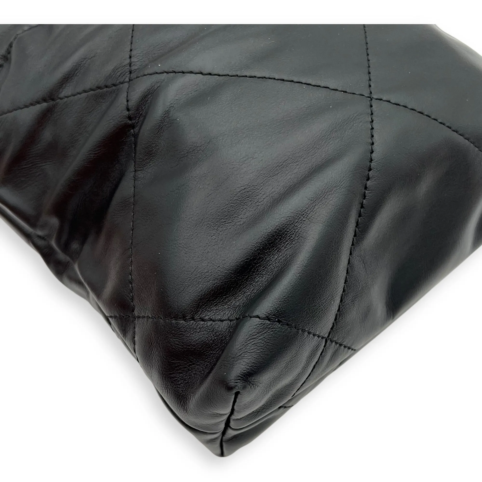 C22 Mini Black Crossbody Bag in Calfskin, Gold hardware