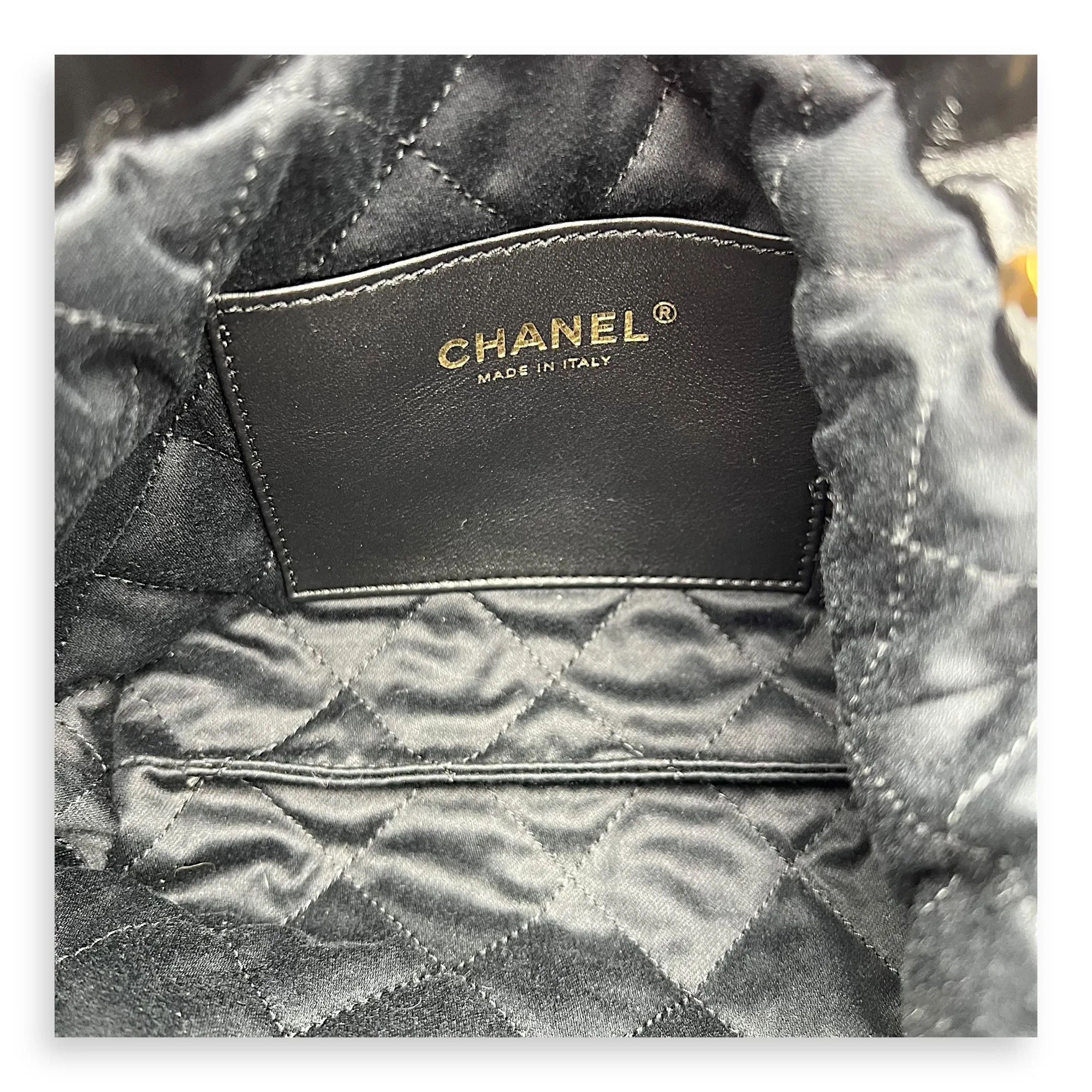 C22 Mini Black Crossbody Bag in Calfskin, Gold hardware