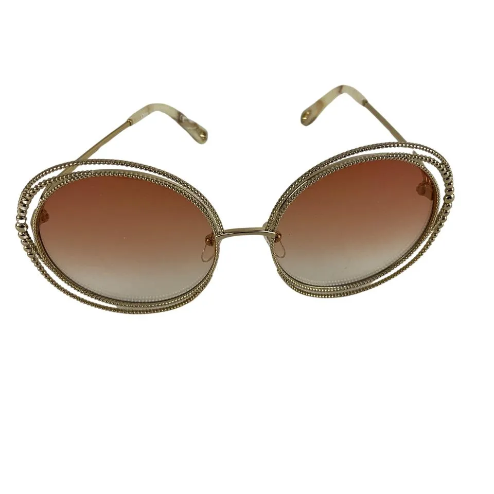 Chloe Women's Sunglasses Round Gold Rainbow Gradient Lens