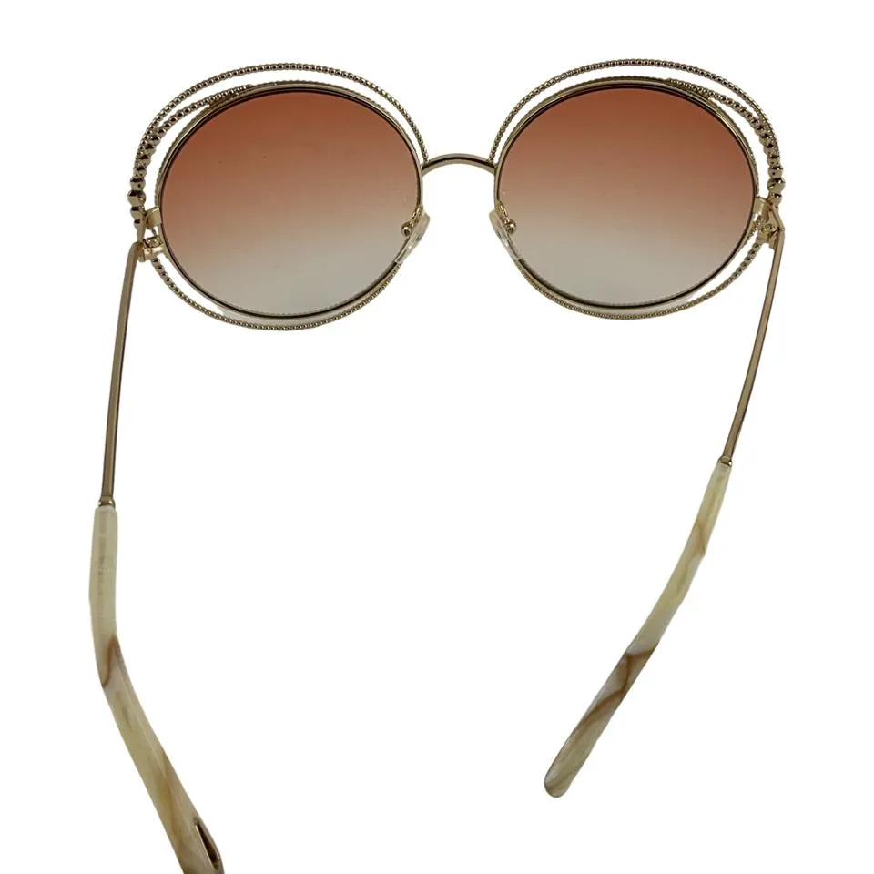 Chloe Women's Sunglasses Round Gold Rainbow Gradient Lens