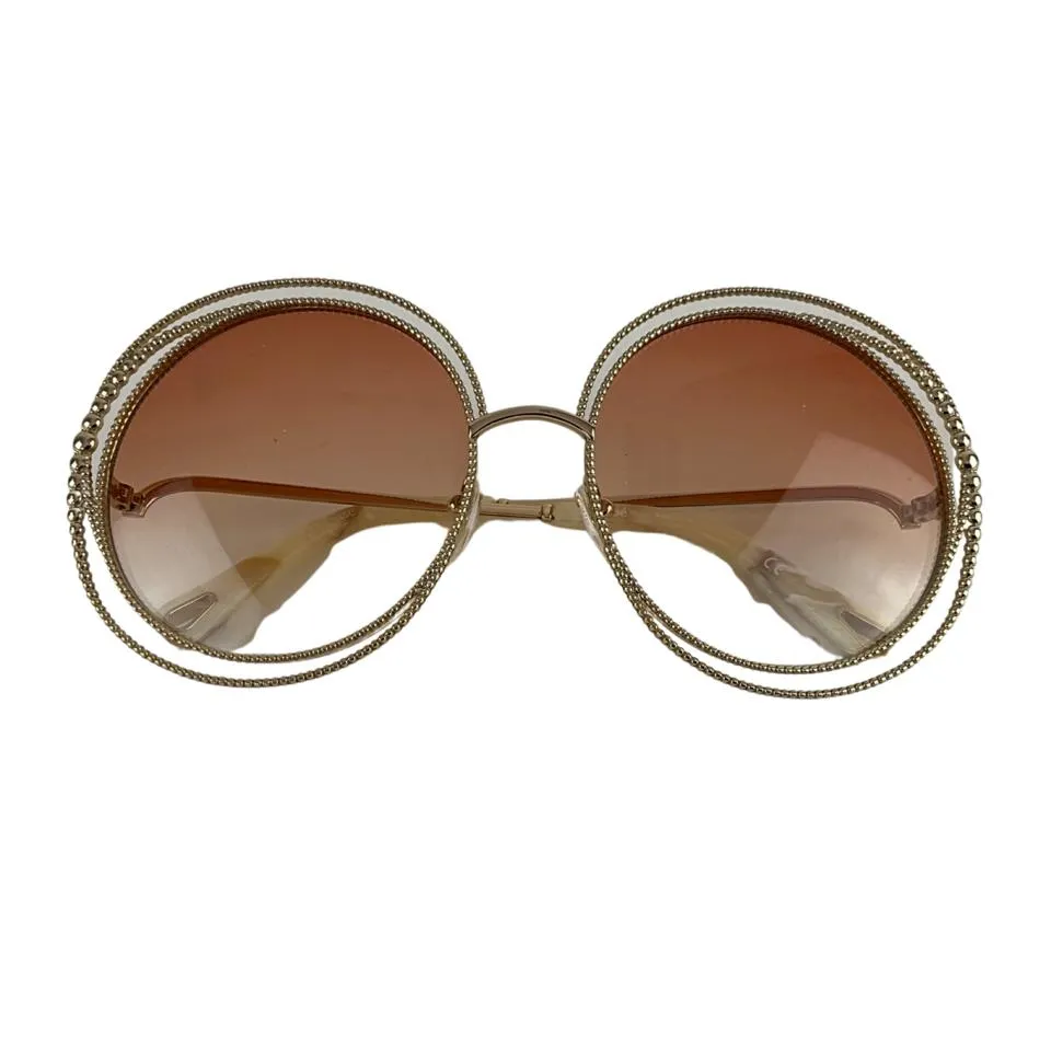 Chloe Women's Sunglasses Round Gold Rainbow Gradient Lens
