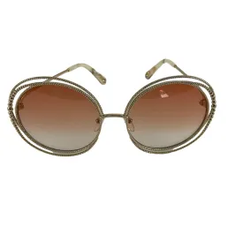 Chloe Women's Sunglasses Round Gold Rainbow Gradient Lens