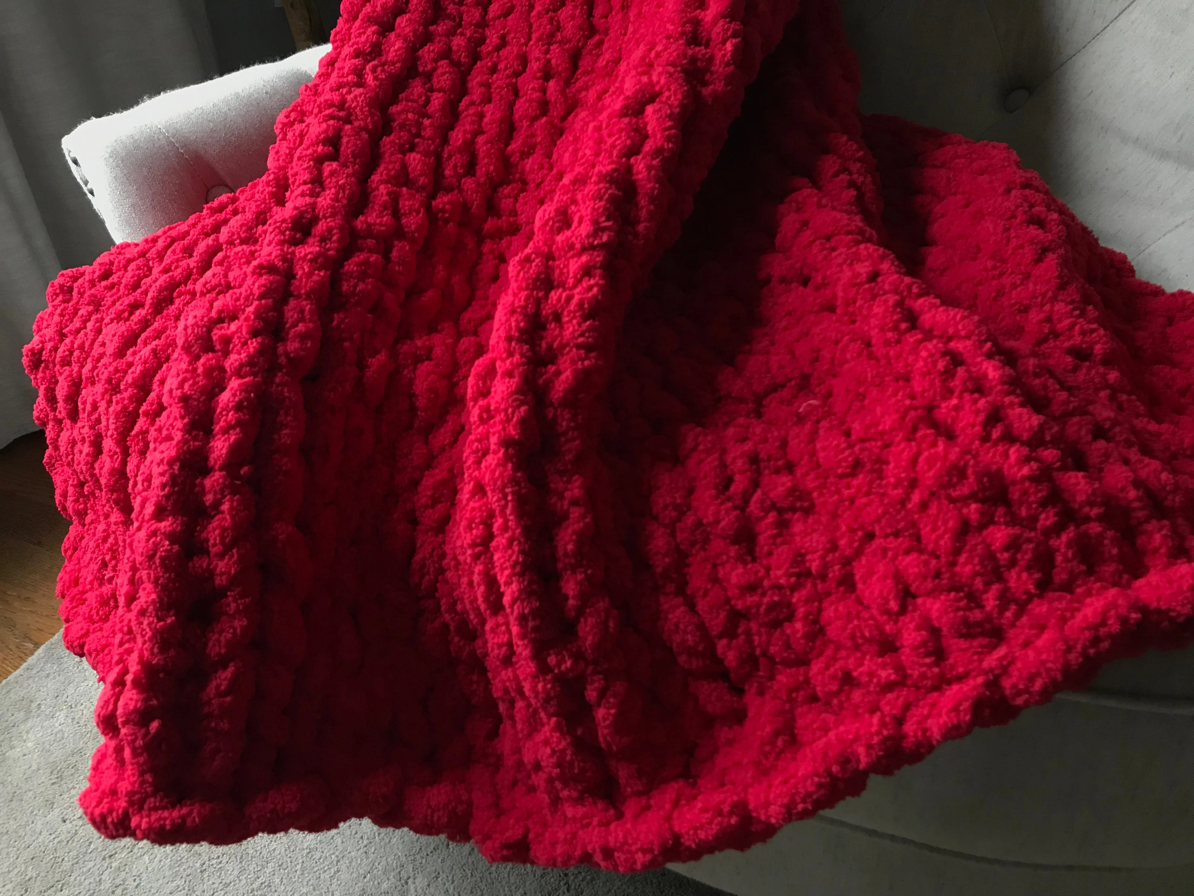 Chunky Knit Blanket | Red Knit Throw Blanket