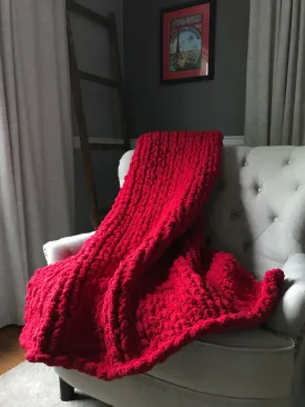 Chunky Knit Blanket | Red Knit Throw Blanket