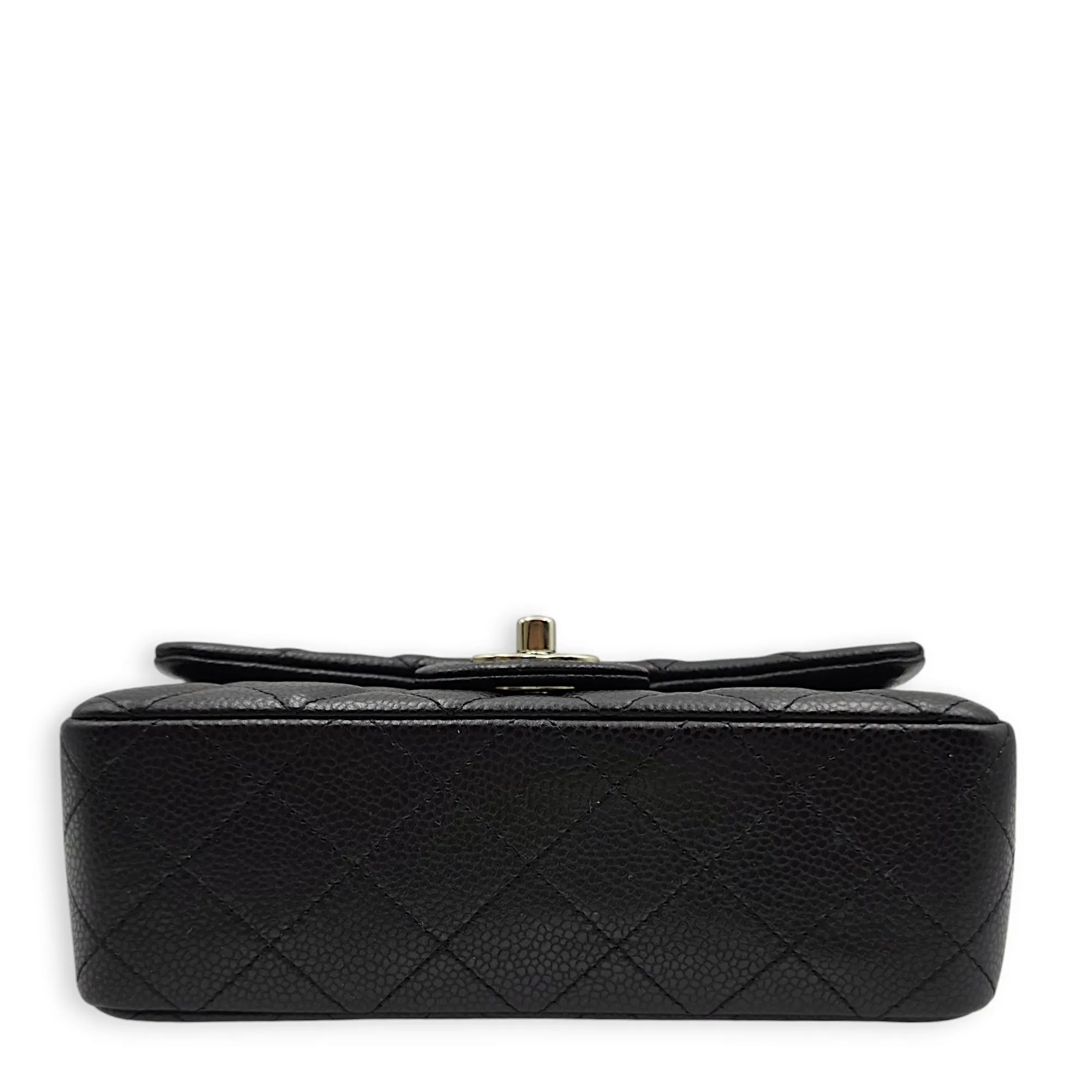 Classic Mini Rectangle Mini Black Crossbody Bag in Caviar Leather, Silver hardware