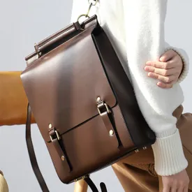 Classic Satchel Laptop Leather School Backpack for Women