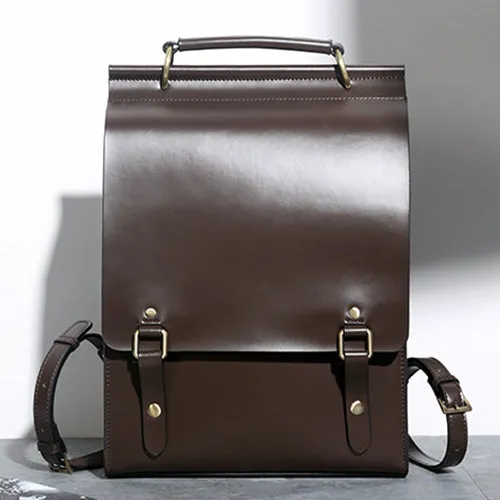 Classic Satchel Laptop Leather School Backpack for Women