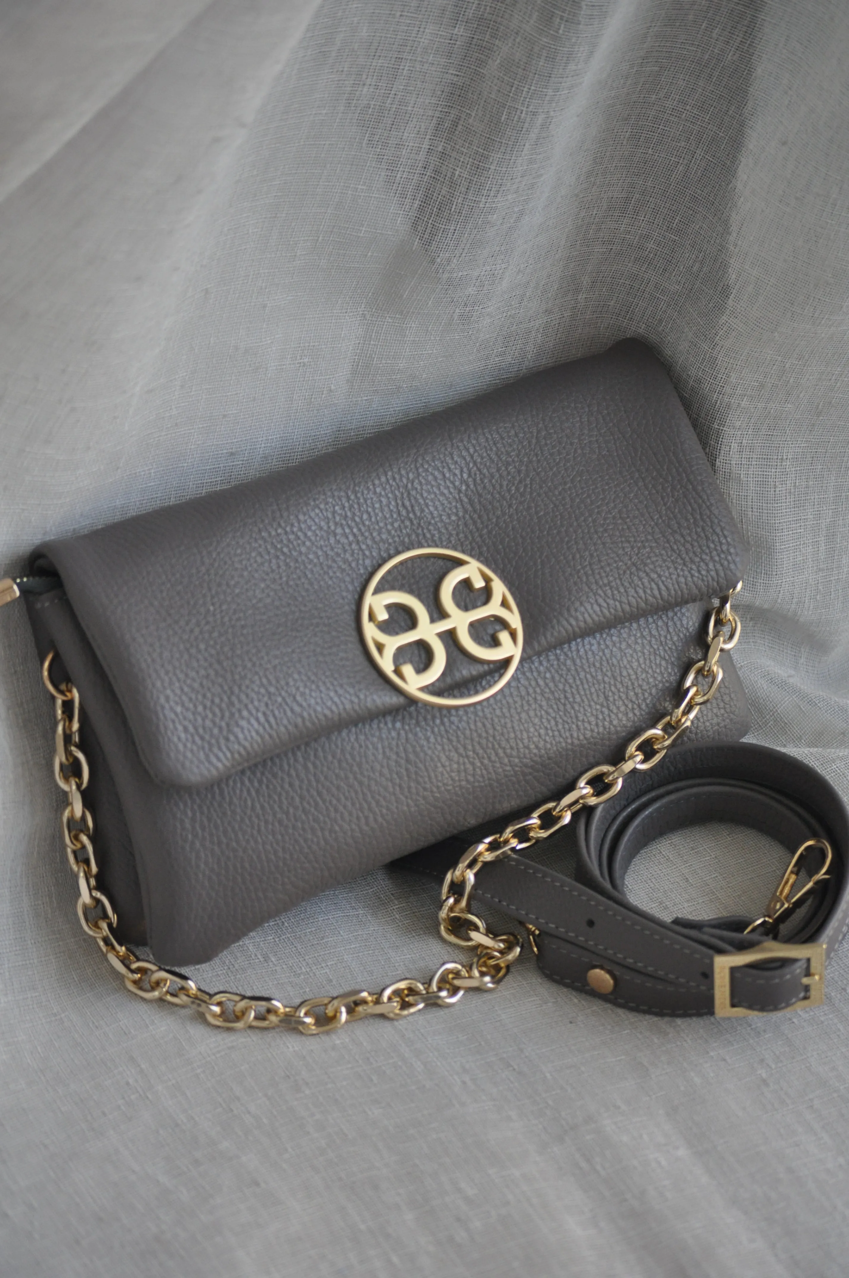 Clelia Mini Leather Shoulder Bag - Ash