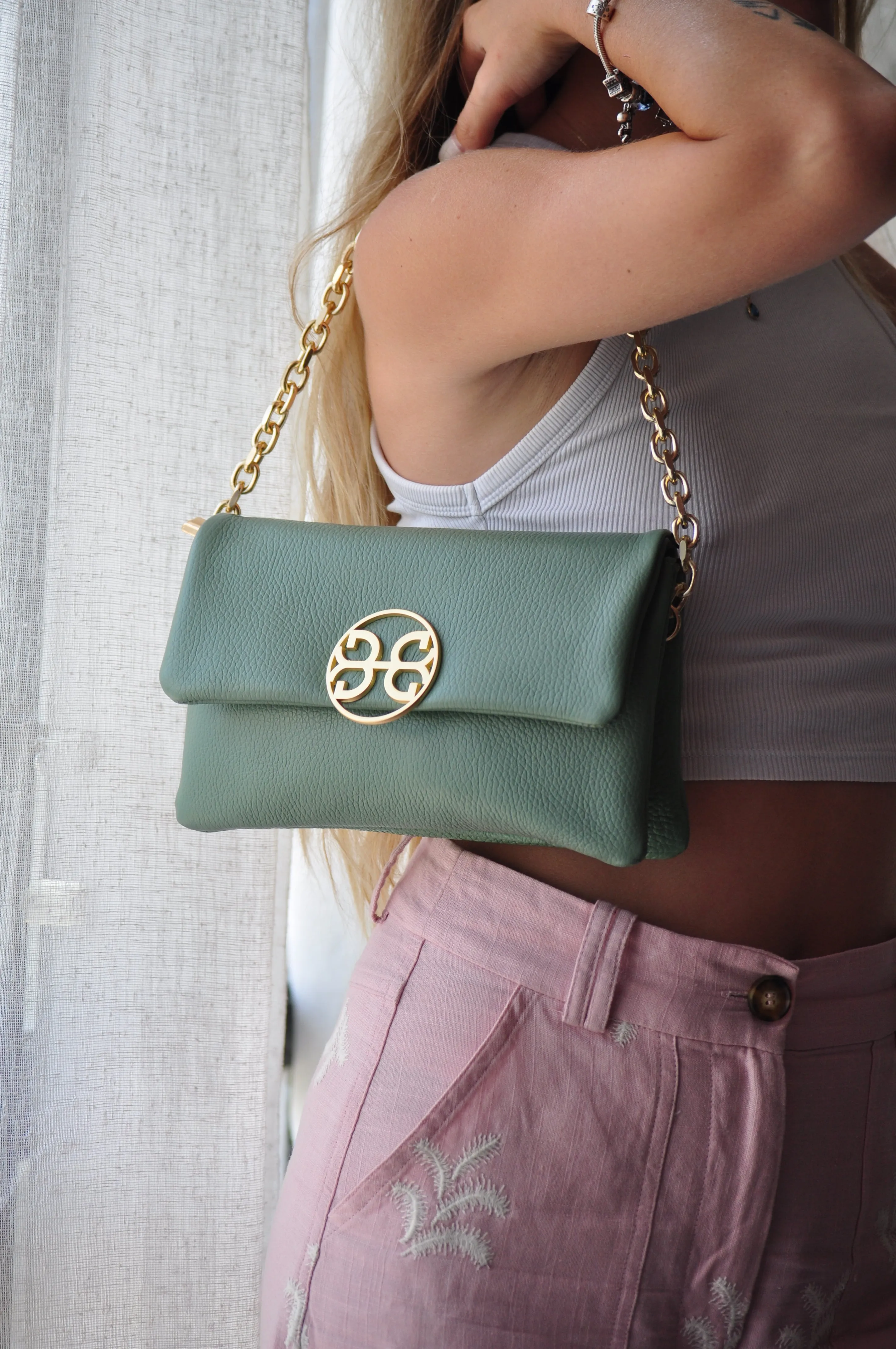 Clelia Mini Leather Shoulder Bag - Ash