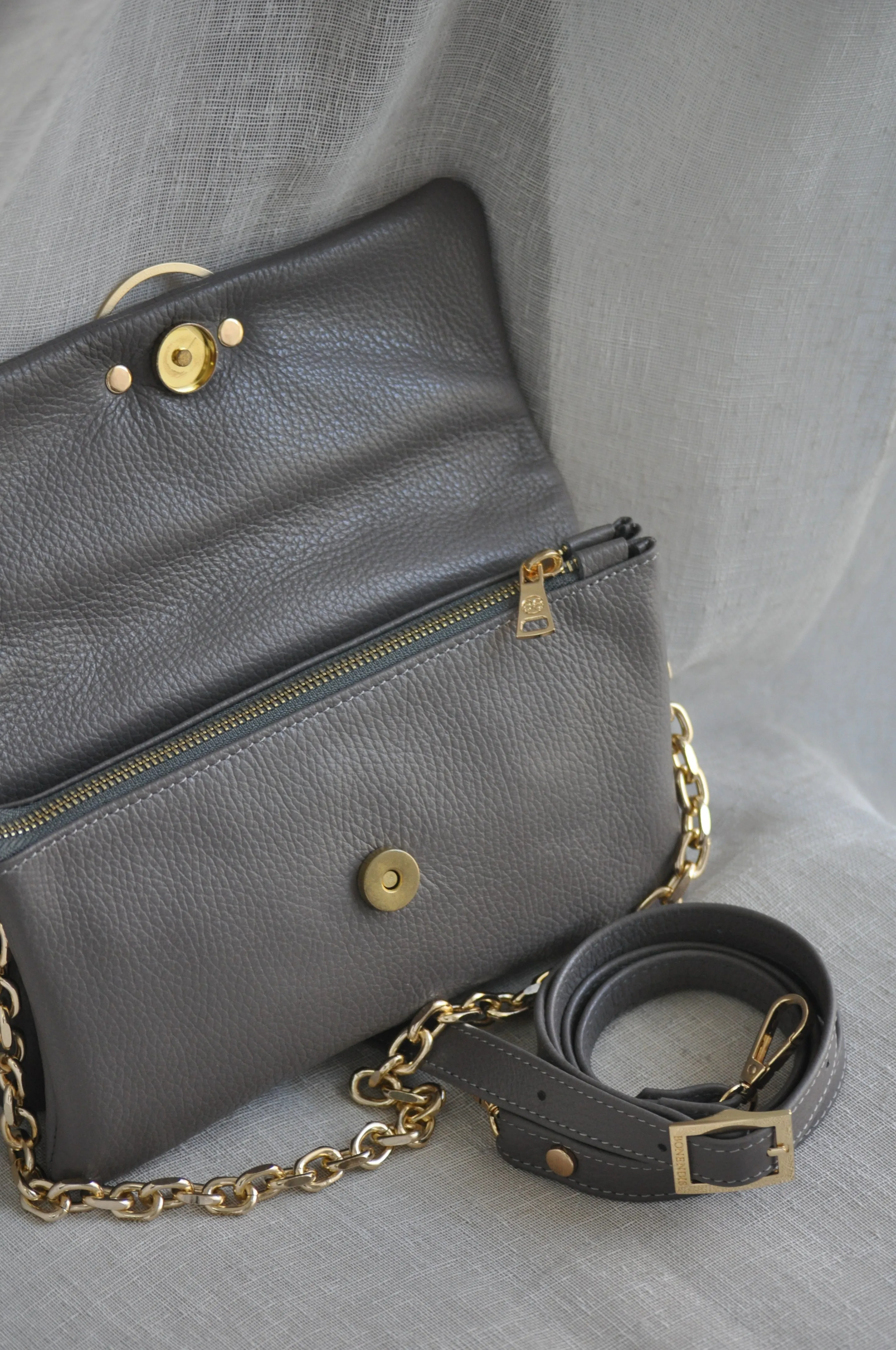 Clelia Mini Leather Shoulder Bag - Ash
