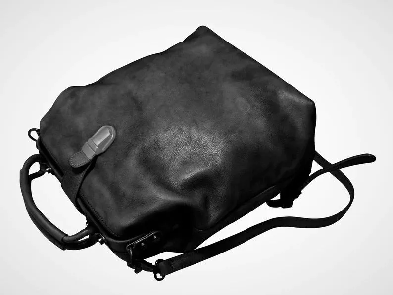 Convertible Leather Backpack Women Doctor Bag