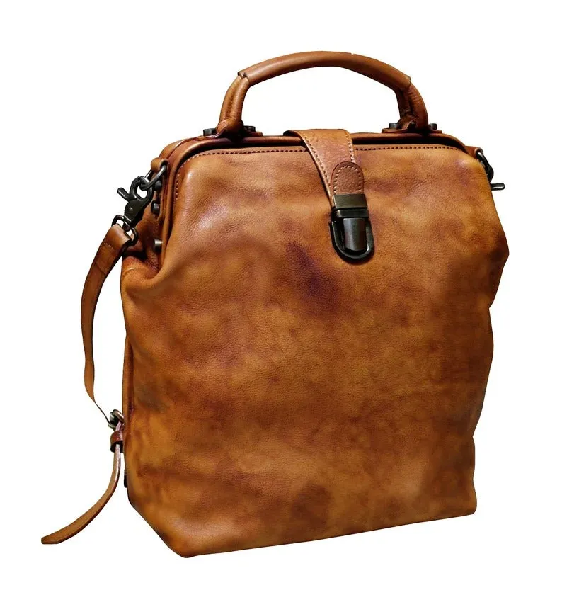Convertible Leather Backpack Women Doctor Bag