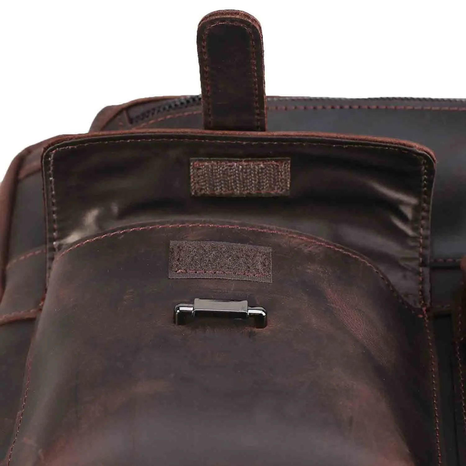 Cowhide Leather Multiple Laptop School Backpack Day pack Travel Bag Satchel with Zippers