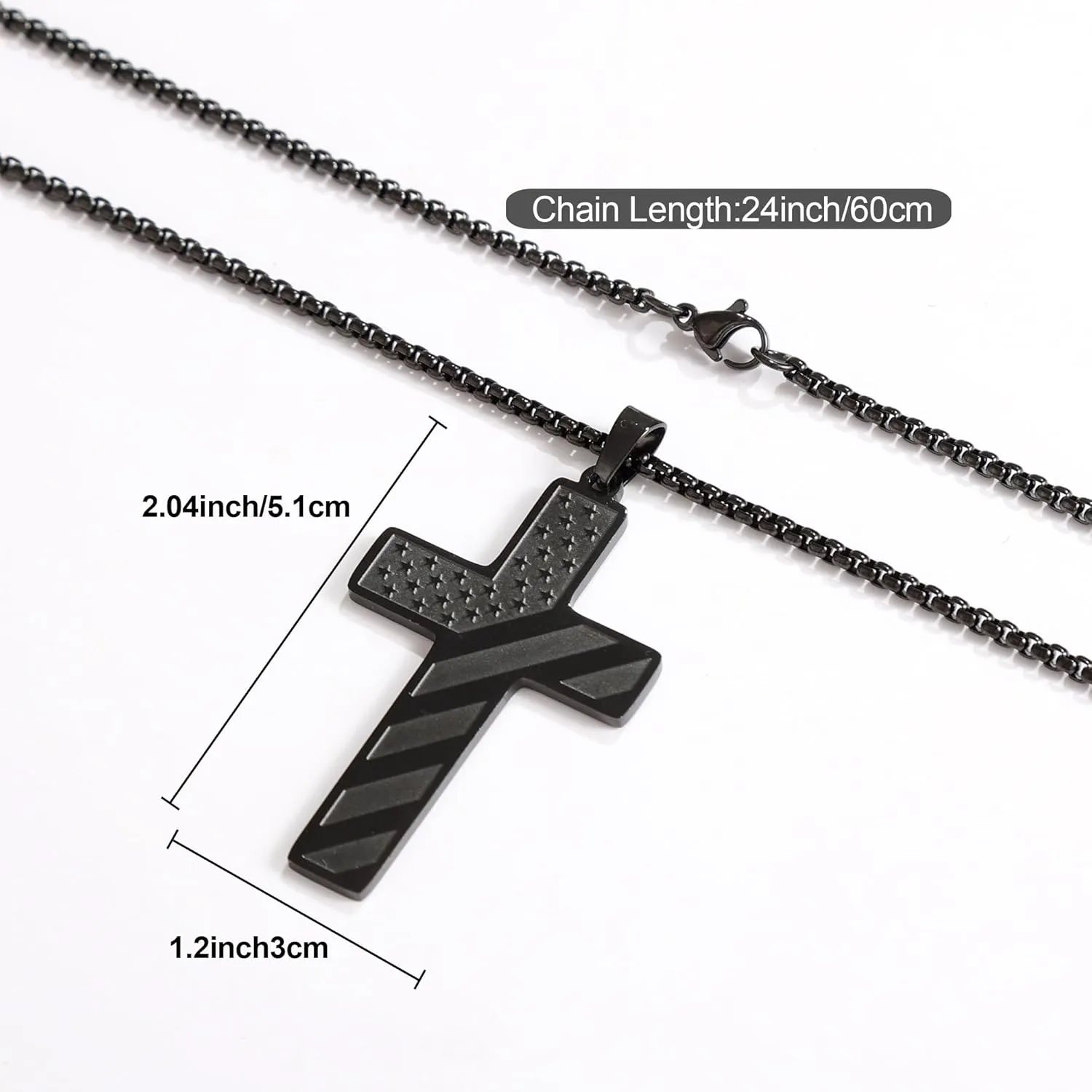 Cross Necklace Bracelet Set 24 Inch Stainless Steel Necklace Adjustable Natural Stone Bracelet for Men Boys Holiday Jewelry Gift