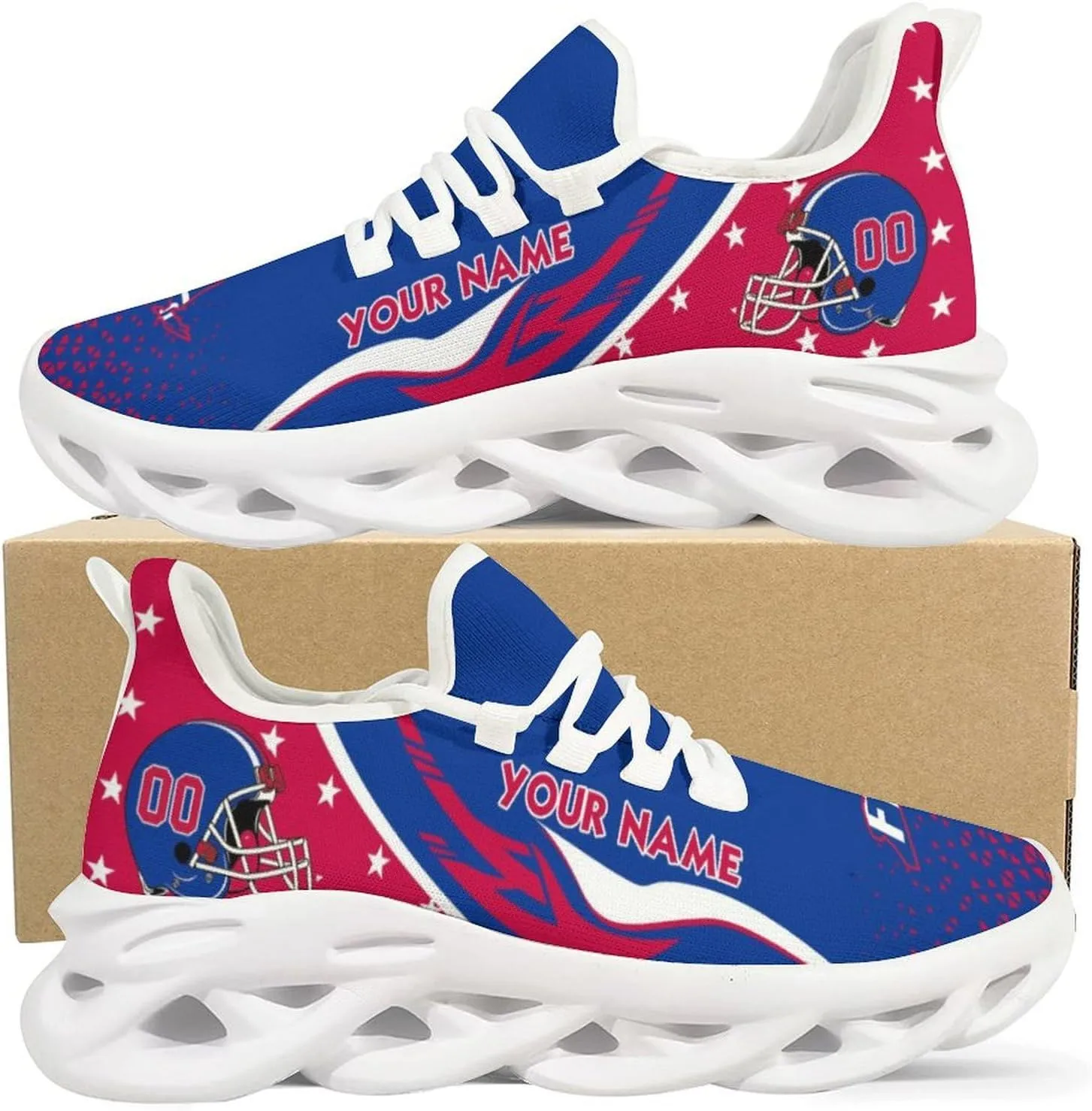 Custom Football Sneakers City Sports Slip-on Shoes Personalized Name Number, Gifts for Football Fans Men Women