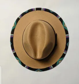 Dark Beige fedora hat|cowboy hat|brim hat|summer hats|beaded hats with green and black beads with free shipping world wide