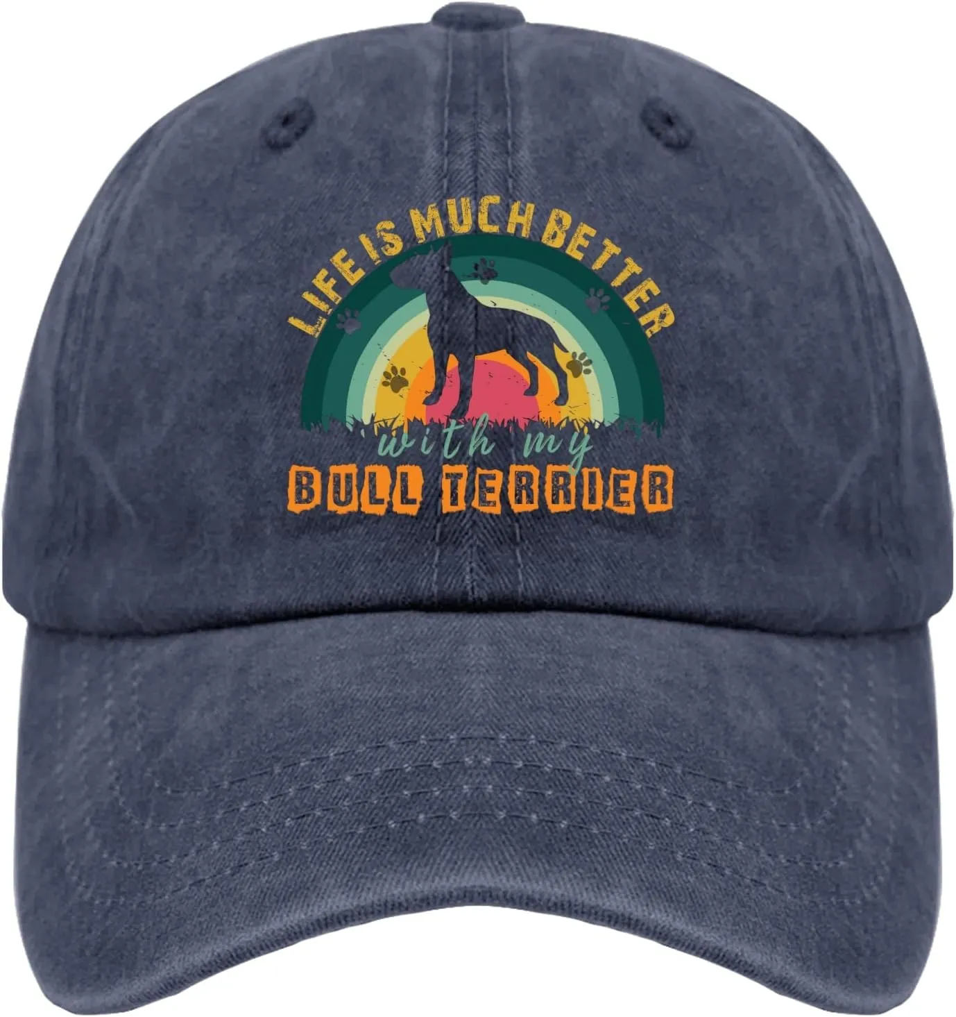 devor Cap Life is Much Better with My Bull Terrier Baseball Cap for Men Funny Denim Baseball Cap Adjustable