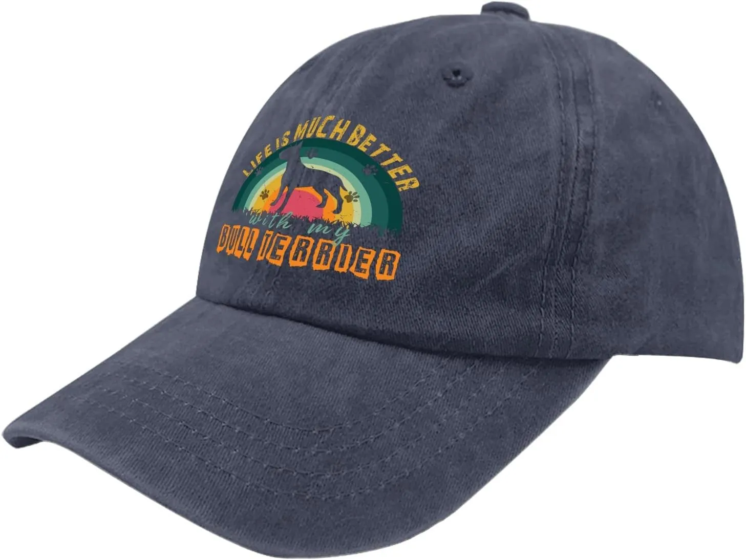 devor Cap Life is Much Better with My Bull Terrier Baseball Cap for Men Funny Denim Baseball Cap Adjustable