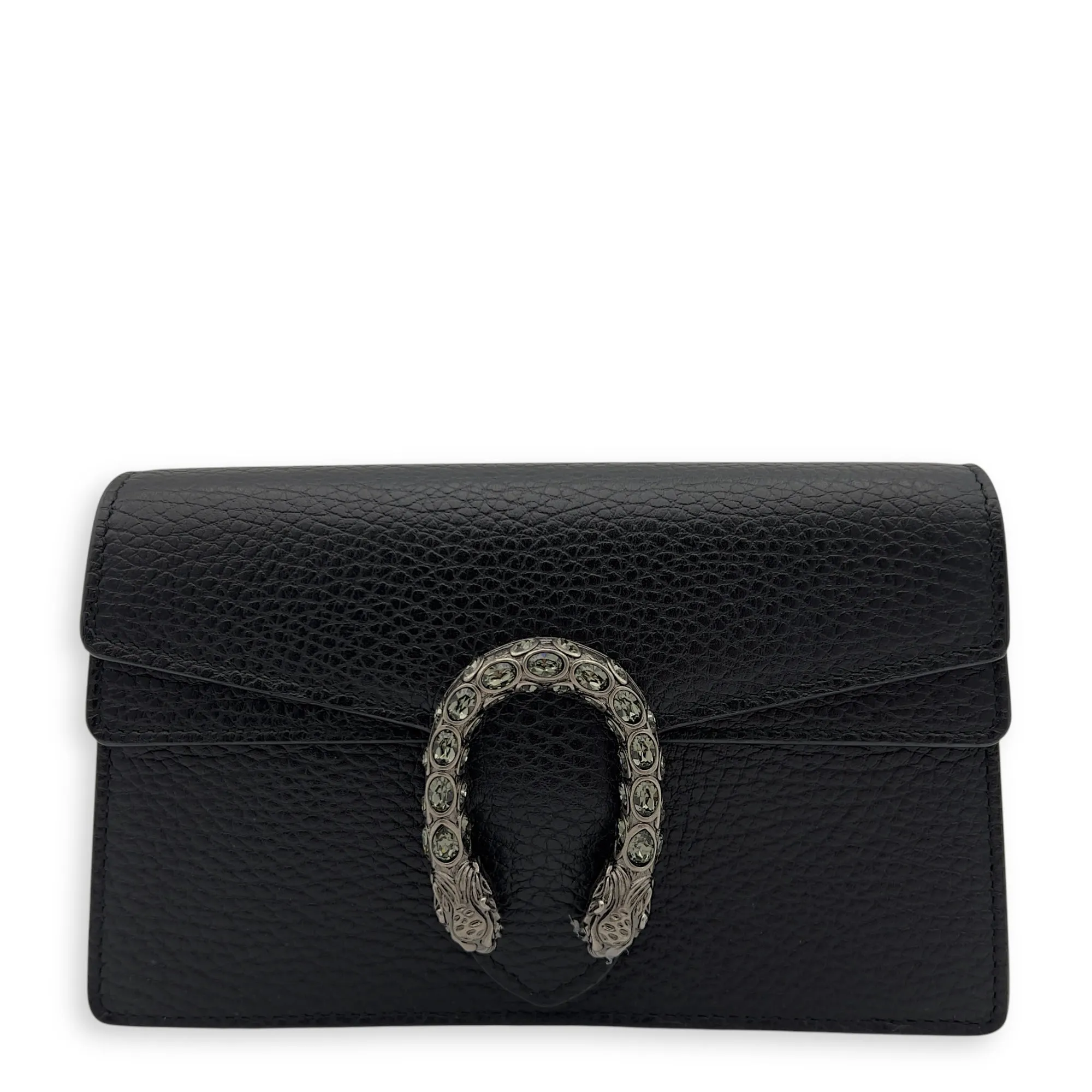 Dionysus Crossbody Bag Super Mini Black in Calfskin, Silver hardware