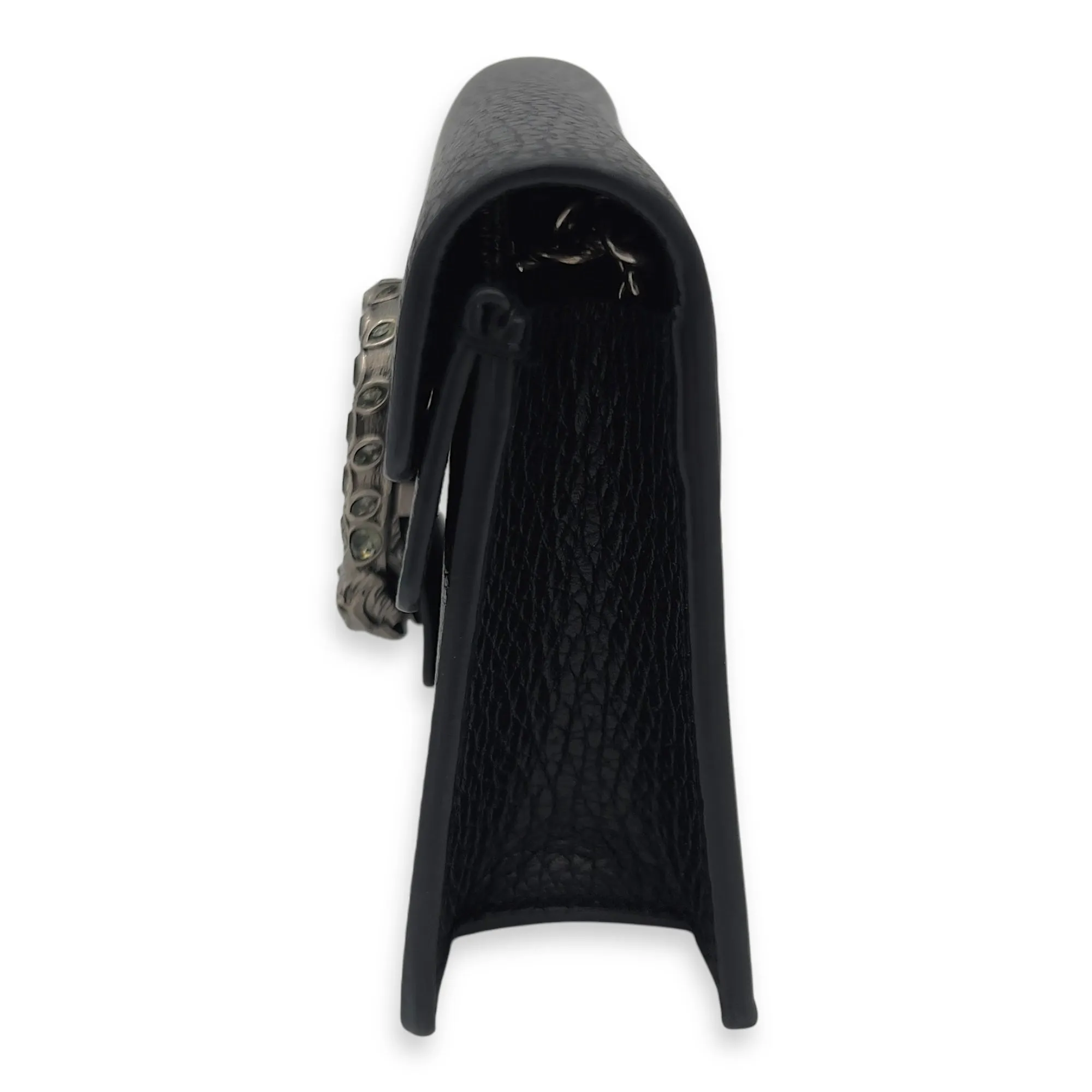Dionysus Crossbody Bag Super Mini Black in Calfskin, Silver hardware