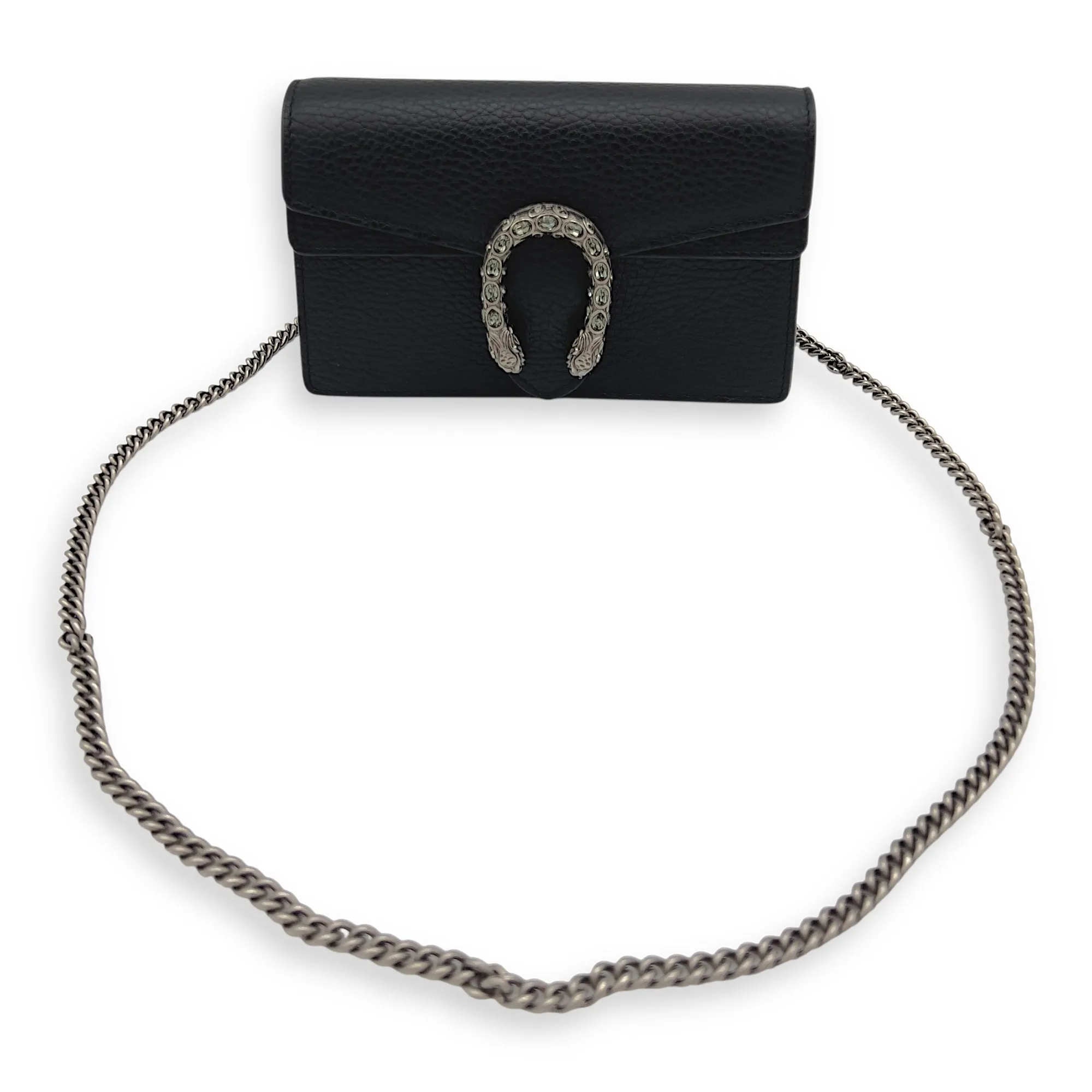 Dionysus Crossbody Bag Super Mini Black in Calfskin, Silver hardware